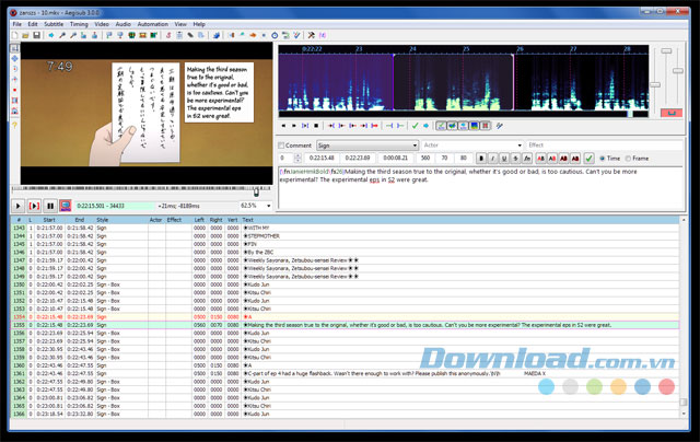 Chỉnh sửa phụ đề video với Aegisub