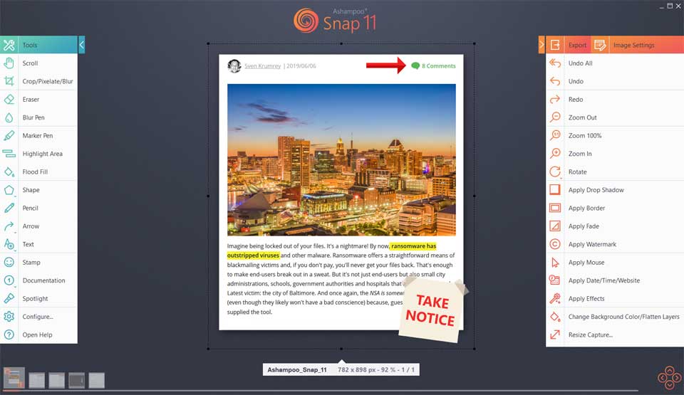 Ashampoo Snap 11 cung cấp nhiều tính năng hữu ích