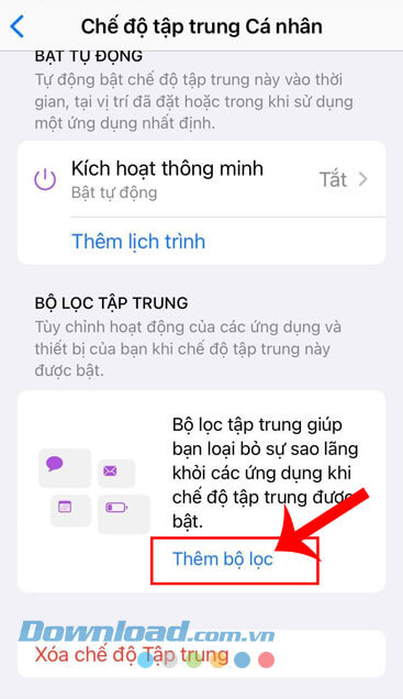 Nhấn vào nút Thêm bộ lọc