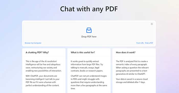 ChatPDF sẽ giúp bạn tìm hiểu thông tin trong file PDF dễ dàng hơn
