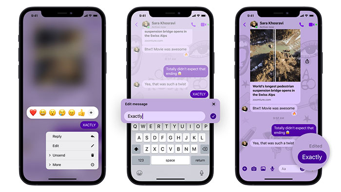 Chỉnh sửa tin nhắn đã gửi trong cuộc trò chuyện bí mật là tính năng mới nhất của Facebook Messenger