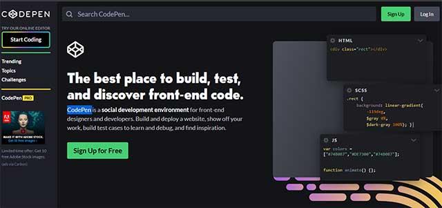 CodePen là trang web dành riêng các nhà thiết kế và phát triển front-end