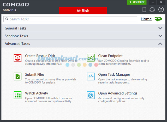 Các tác vụ của Comodo Antivirus