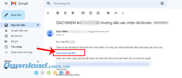 Kiểm tra gmail để kích hoạt tài khoản