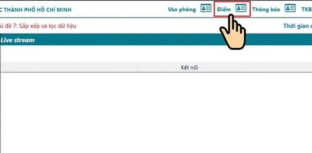 Click chuột vào mục Điểm