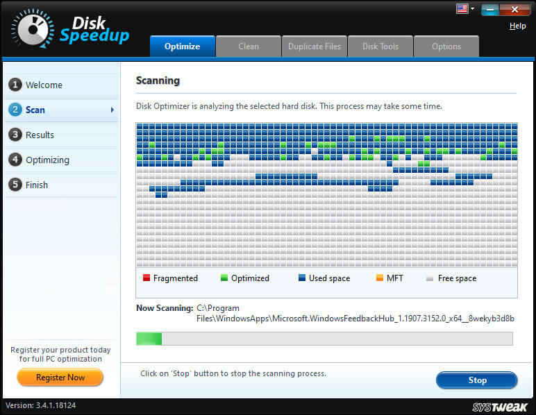 Quét hệ thống với Systweak Disk Speedup