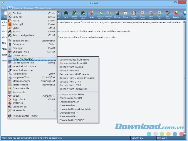 DocPad hỗ trợ đa dạng chuyển đổi encode.