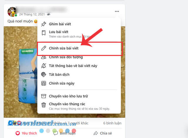 Click chuột vào mục Chỉnh sửa bài viết