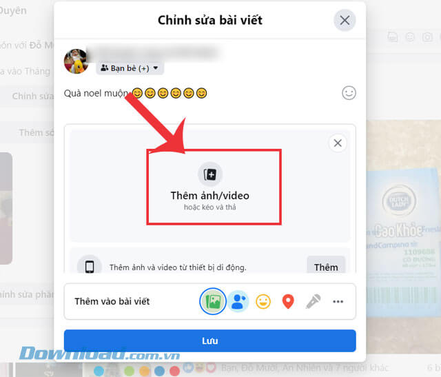 Click chuột vào mục Thêm ảnh/video