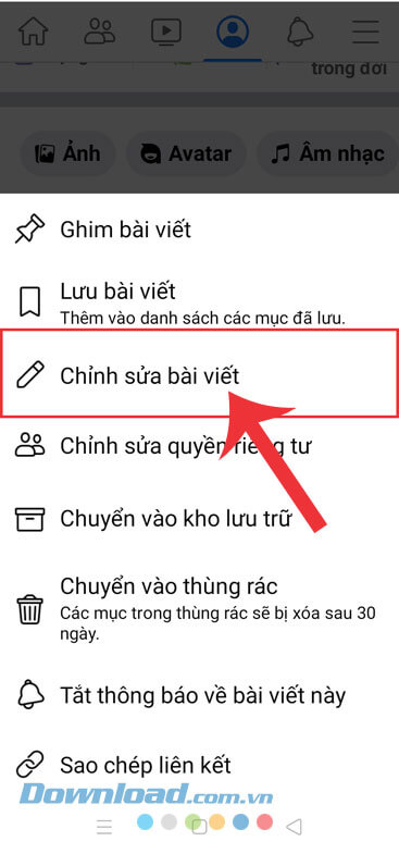 Nhấn vào mục Chỉnh sửa bài viết