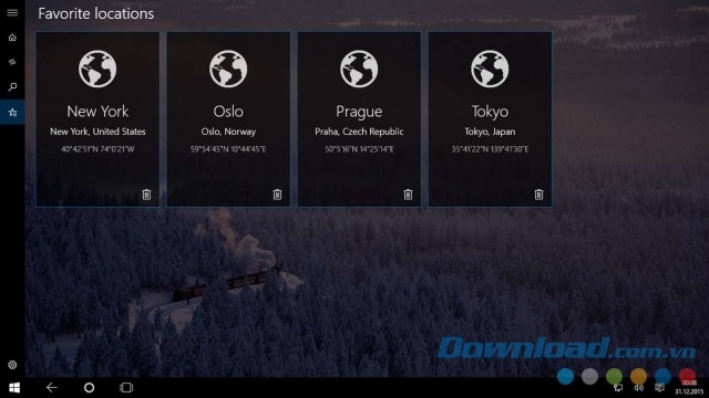 Lựa chọn địa điểm ưa thích trong ứng dụng dự báo thời tiết Forecast cho máy tính và Windows Phone