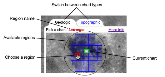 Khám phá bản đồ địa chất và địa hình trong Lunar Chart từ Google Moon