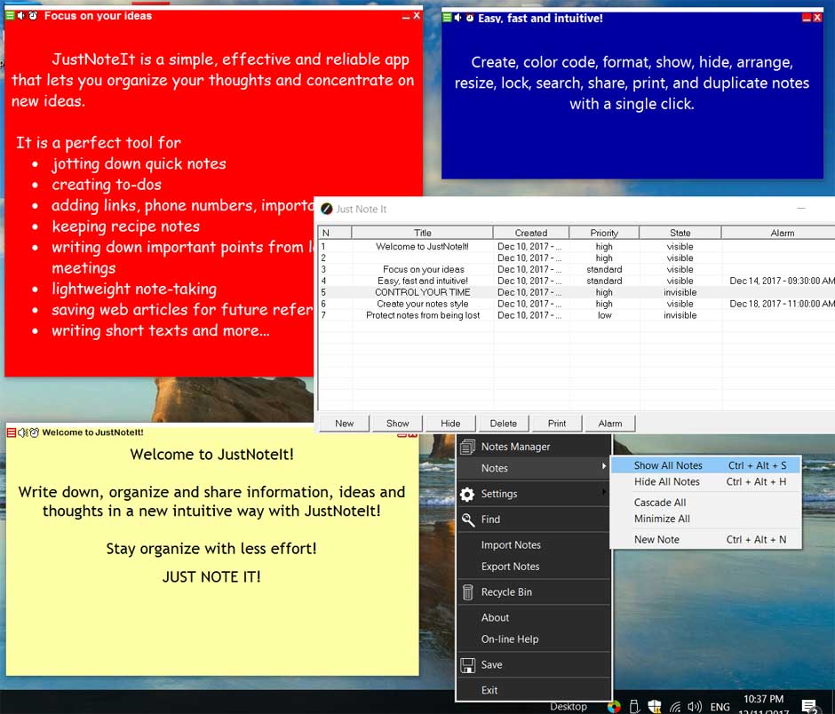 Phần mềm note trên máy tính JustNoteIt