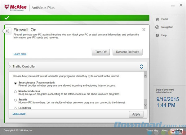 McAfee AntiVirus Plus tích hợp tường lửa