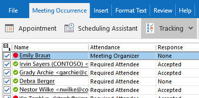 Microsoft Outlook 2019 cho bạn biết ai sẽ tham gia cuộc họp
