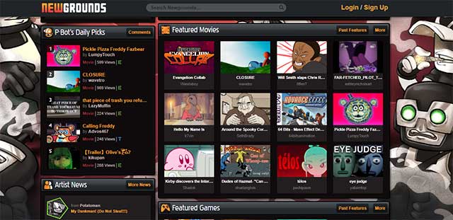 Newgrounds là một trong những cổng game Flash lớn nhất trên nền tảng web