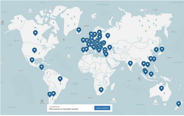 Máy chủ Nord VPN có mặt ở nhiều quốc gia và khu vực