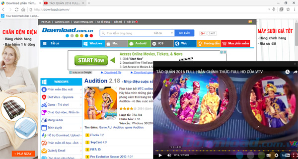 Xem video YouTube khi duyệt web