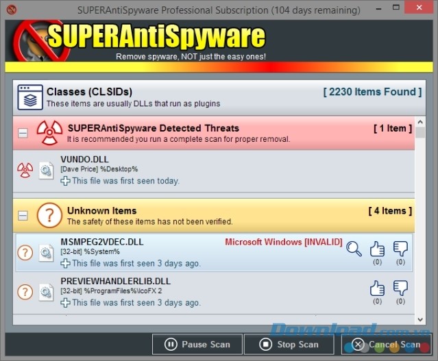 Giao diện SUPERAntiSpyware