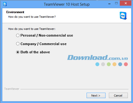 Chọn mục đích sử dụng trong TeamViewer Host