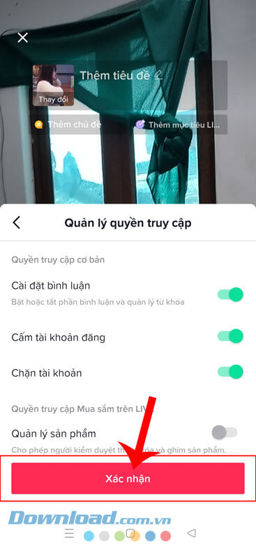 Chạm vào nút Xác nhận