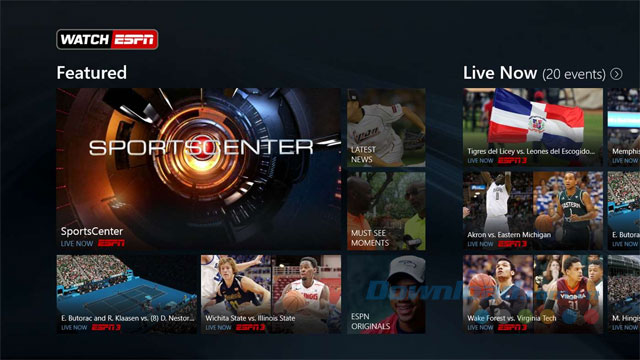 Giao diện WatchESPN