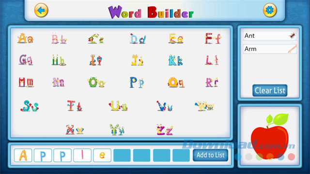 Ứng dụng bé học tiếng Anh Word Builder